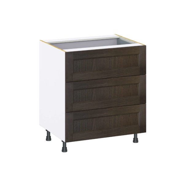 Summerina Chestnut Solid Wood Recessed Assembled Base Cabinet with Three 10 in. Drawers and 1 Inner Drawer (30 in. W x 34.5 in. H x 24 in. D)