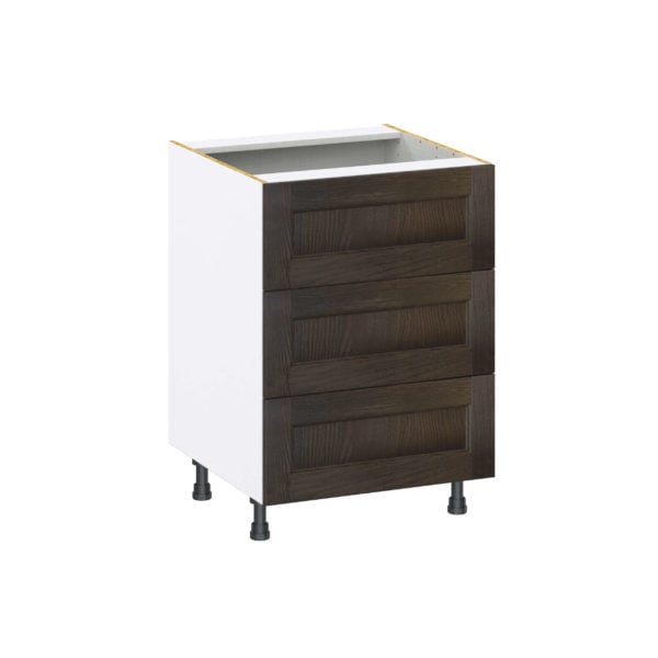 Summerina Chestnut Solid Wood Recessed Assembled Base Cabinet with Three 10 in. Drawers (24 in. W x 34.5 in. H x 24 in. D)