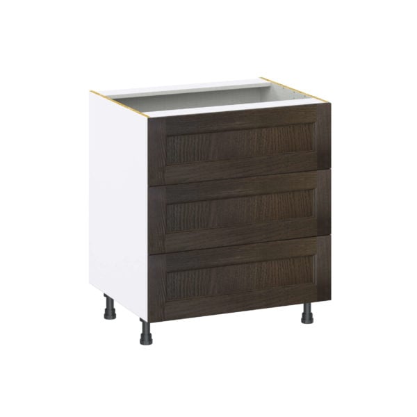 Summerina Chestnut Solid Wood Recessed Assembled Base Cabinet with Three 10 in. Drawers (30 in. W x 34.5 in. H x 24 in. D)