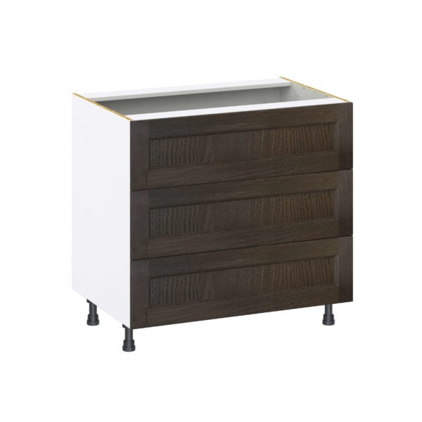 Summerina Chestnut Solid Wood Recessed Assembled Base Cabinet with Three 10 in. Drawers (36 in. W x 34.5 in. H x 24 in. D)