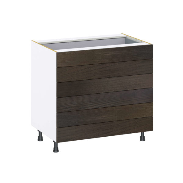 Summerina Chestnut Solid Wood Recessed Assembled Base Cabinet with 6 Drawers (36 in. W x 34.5 in. H x 24 in. D)