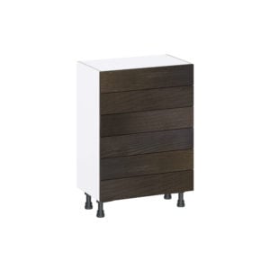 Summerina Chestnut Solid Wood Recessed Assembled Shallow Base Cabinet with 6 Drawers (24 in. W x 34.5 in. H x 14 in. D)