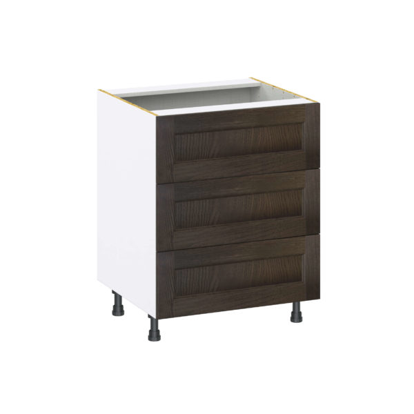 Summerina Chestnut Solid Wood Recessed Assembled Base Cabinet with Three 10 in. Drawers (27 in. W X 34.5 in. H X 24 in. D)