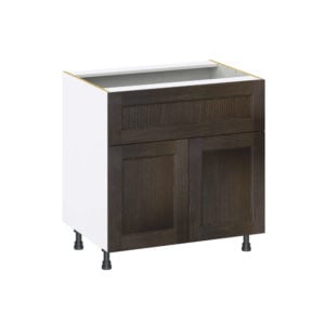 Summerina Chestnut Solid Wood Recessed Assembled Base Cabinet with 2 Doors and a 10 in. Drawer (33 in. W X 34.5 in. H X 24 in. D)