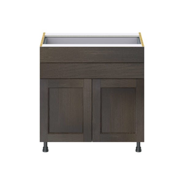 Summerina Chestnut Solid Wood Recessed Assembled Base Cabinet with 2 Doors and Two 5 in. Drawers (33 in. W X 34.5 in. H X 24 in. D)