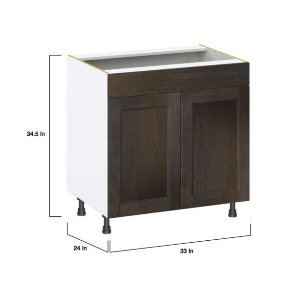 Summerina Chestnut Solid Wood Recessed Assembled Sink Base Cabinet with False Front (33 in. W X 34.5 in. H X 24 in. D)