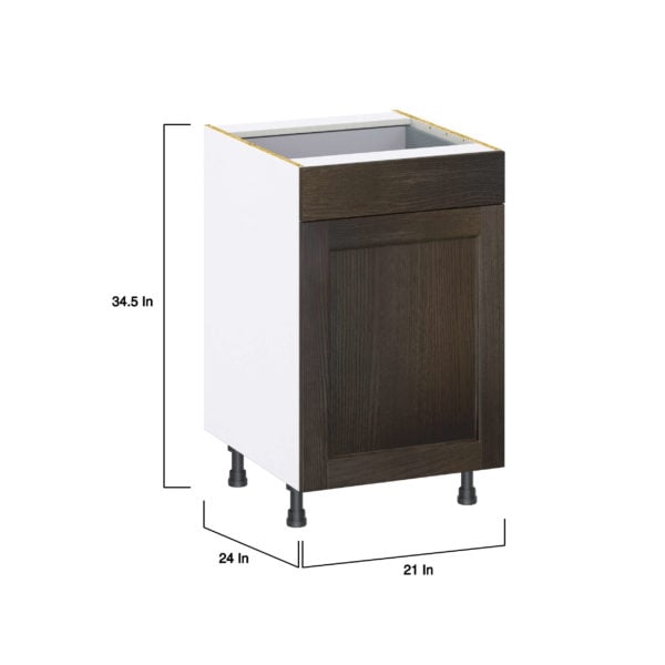 Summerina Chestnut Solid Wood Recessed Assembled Base Cabinet with a Door and a Drawer (21 in. W X 34.5 in. H X 24 in. D)