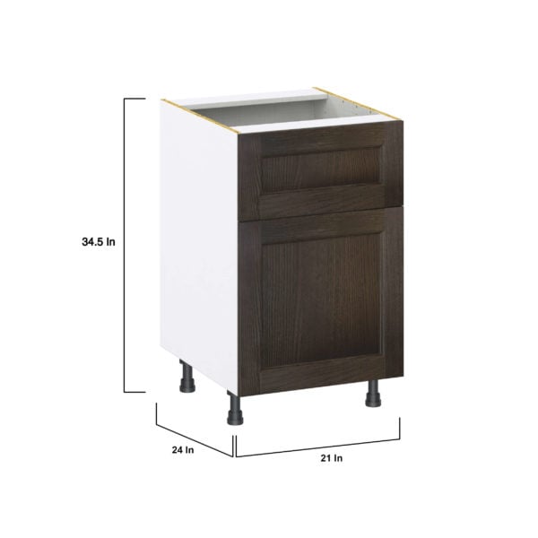 Summerina Chestnut Solid Wood Recessed Assembled Base Cabinet with 1 Door and a 10 in. Drawer (21 in. W X 34.5 in. H X 24 in. D)