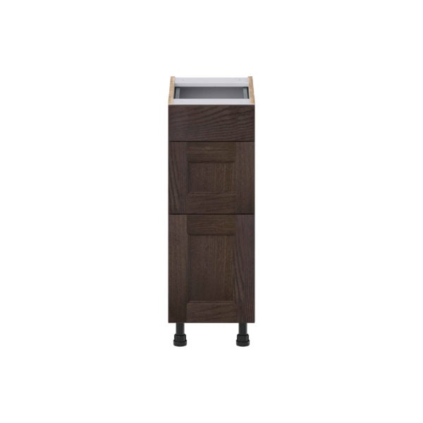 Summerina Chestnut Solid Wood Recessed Assembled 12 in. W x 34.5 in. H x 21 in. D Vanity Drawer Base Cabinet with 3 Drawers