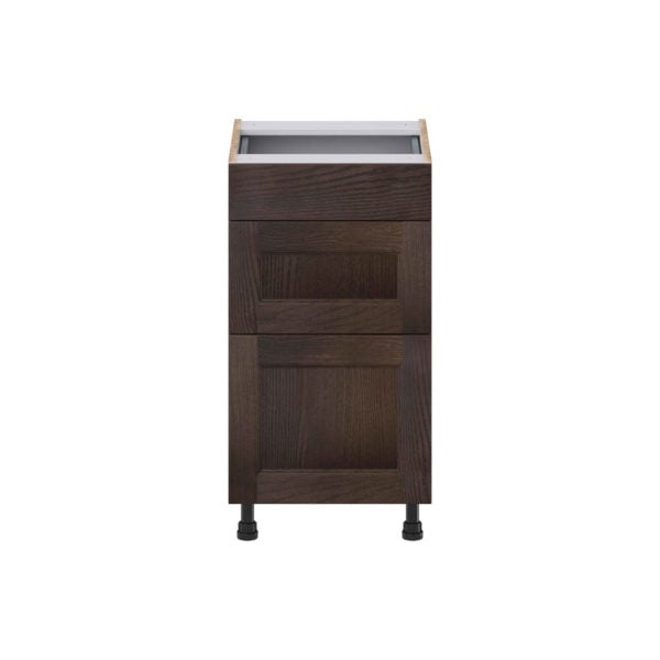 Summerina Chestnut Solid Wood Recessed Assembled 18 in. W x 34.5 in. H x 21 in. D Vanity Drawer Base Cabinet with 3 Drawers