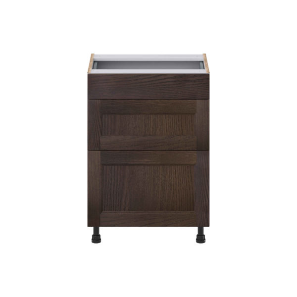 Summerina Chestnut Solid Wood Recessed Assembled 24 in. W x 34.5 in. H x 21 in. D Vanity Drawer Base Cabinet with 3 Drawers