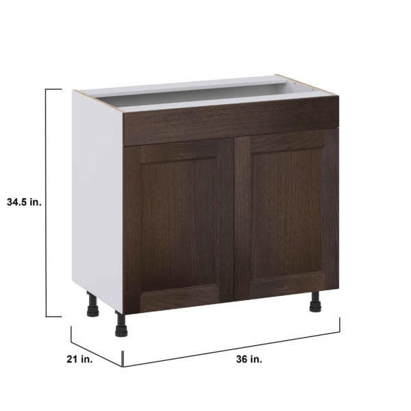 Summerina Chestnut Solid Wood Recessed Assembled 36 in. W x 34.5 in.H x 21 in. D Vanity Sink Base Cabinet with False Front