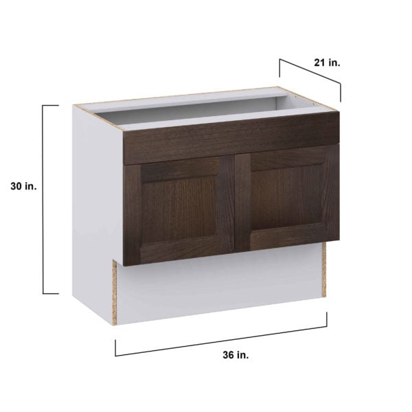 Summerina Chestnut Solid Wood Recessed Assembled 36 in. W x 30 in. H x 21 in. D ADA Vanity Sink Base Cabinet With Removable Front