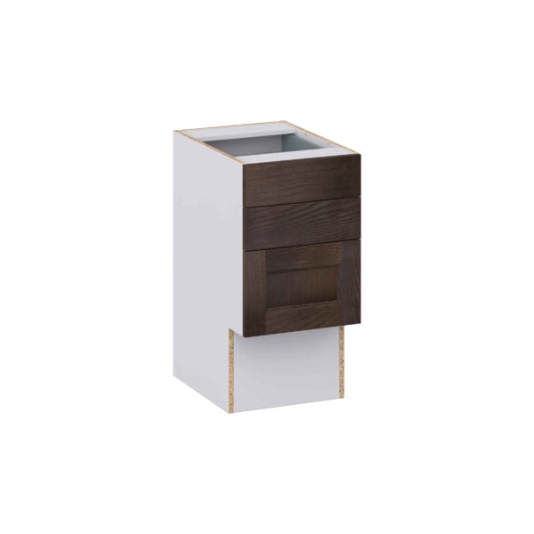 Summerina Chestnut Solid Wood Recessed Assembled 15 in. W x 30 in. H x 21 in. D Vanity ADA Drawer Base Cabinet with 3 Drawers