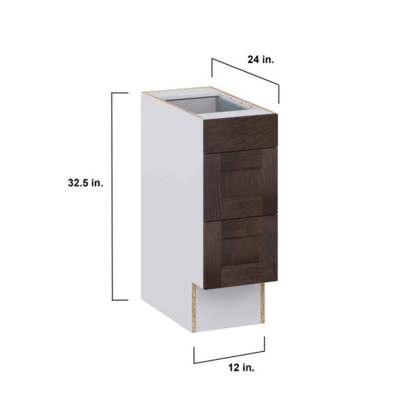 Summerina Chestnut Solid Wood Recessed Assembled 12 in. W x 32.5 in. H x 24 in. D ADA Drawer Base Cabinet with 3 Drawers