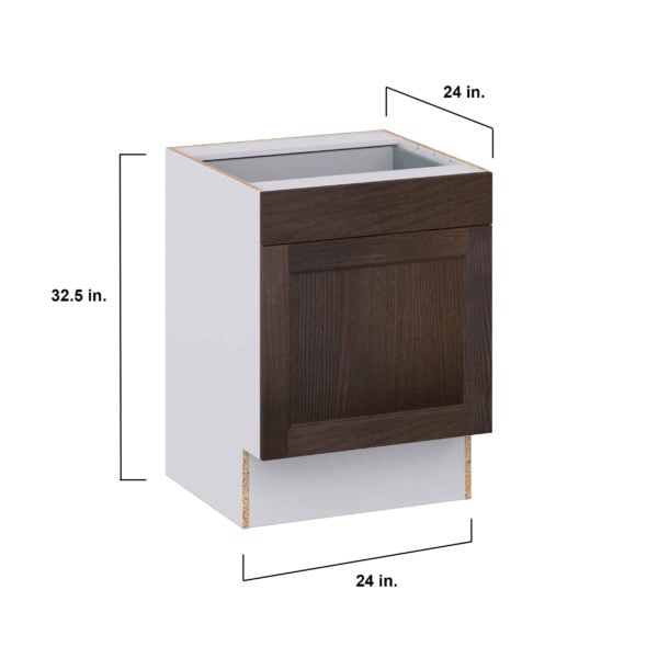 Summerina Chestnut Solid Wood Recessed Assembled 24 in. W x 32.5 in. H x 24 in. D Accessible ADA Base Cabinet with 1 Drawer