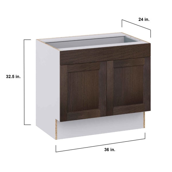 Summerina Chestnut Solid Wood Recessed Assembled 36 in. W x 32.5 in. H x 24 in. D Accessible ADA Base Cabinet with 1 Drawer