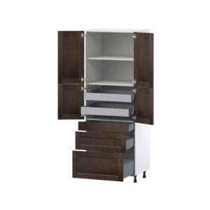 Summerina Chestnut Solid Wood Recessed Assembled Pantry  Cabinet with 2 Inner Drawers (30 in. W x 84.5 in. H x 24 in. D)