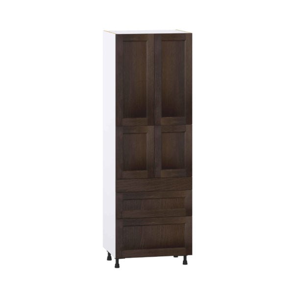 Summerina Chestnut Solid Wood Recessed Assembled Pantry  Cabinet with 3 Drawers and 2 Inner Drawers (30 in. W x 89.5 in. H x 24 in. D)