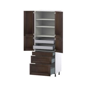 Summerina Chestnut Solid Wood Recessed Assembled Pantry  Cabinet with 3 Drawers and 2 Inner Drawers (30 in. W x 89.5 in. H x 24 in. D)