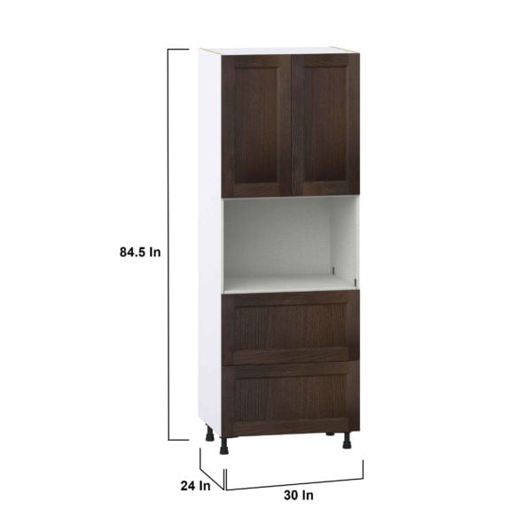 Summerina Chestnut Solid Wood Recessed Assembled Pantry Microwave Cabinet with 2 Drawer (30 in. W X 84.5 in. H X 24 in. D)