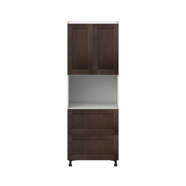 Summerina Chestnut Solid Wood Recessed Assembled Pantry Microwave Cabinet with 2 Drawer (30 in. W X 84.5 in. H X 24 in. D)