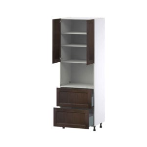 Summerina Chestnut Solid Wood Recessed Assembled Pantry Microwave  Cabinet with 2 Drawers (30 in. W x 89.5 in. H x 24 in. D)