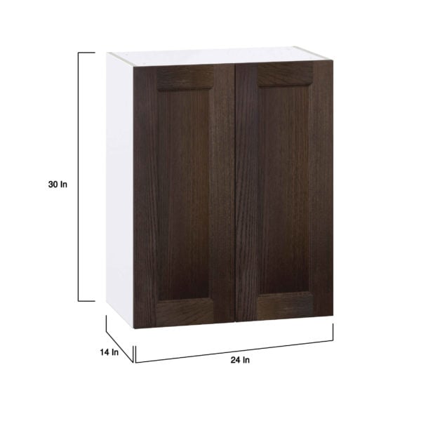 Summerina Chestnut Solid Wood Recessed Assembled Wall  Cabinet  with 2 Full high Doors (24 in. W x 30 in. H x 14 in. D)