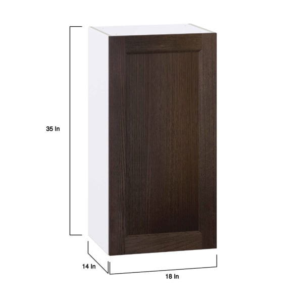 Summerina Chestnut Solid Wood Recessed Assembled Wall  Cabinet with Full High Door (18 in. W x 35 in. H x 14 in. D)