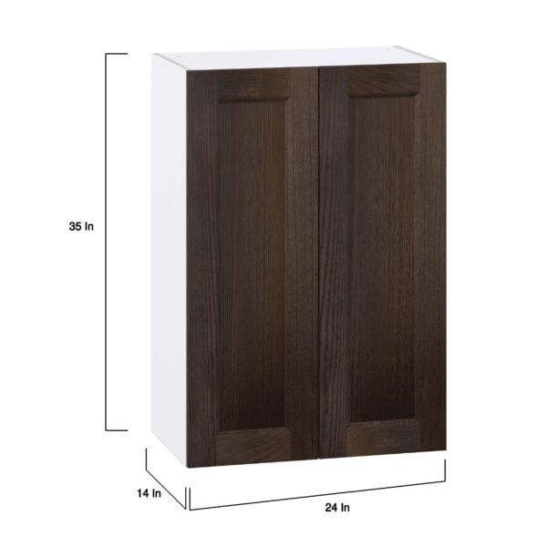 Summerina Chestnut Solid Wood Recessed Assembled Wall  Cabinet with 2 Full High Doors (24 in. W x 35 in. H x 14 in. D)