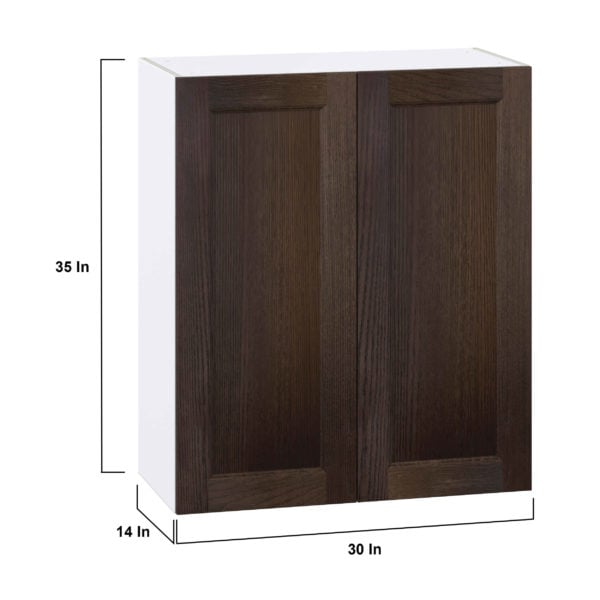 Summerina Chestnut Solid Wood Recessed Assembled Wall  Cabinet with 2 Full High Doors (30 in. W x 35 in. H x 14 in. D)