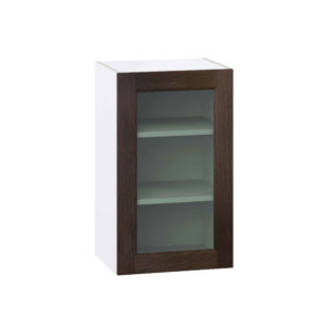 Summerina Chestnut Solid Wood Assembled Wall  Cabinet with a Full High Glass Door (18 in. W x 30 in. H x 14 in. D)