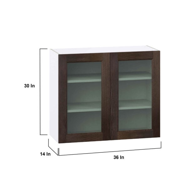 Summerina Chestnut Solid Wood Assembled Wall  Cabinet with 2 Glass Doors (36 in. W x 30 in. H x 14 in. D)