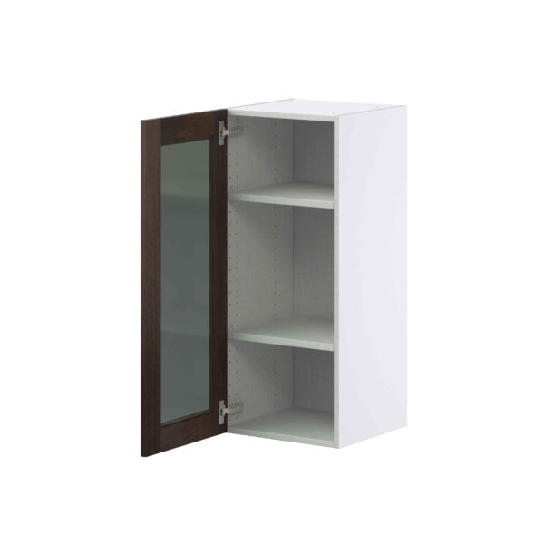 Summerina Chestnut Solid Wood Assembled Wall  Cabinet with a Full High Glass Door (15 in. W x 35 in. H x 14 in. D)