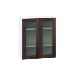 Summerina Chestnut Solid Wood Assembled Wall  Cabinet with 2 Glass Doors (30 in. W x 35 in. H x 14 in. D)