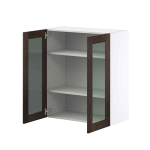 Summerina Chestnut Solid Wood Assembled Wall  Cabinet with 2 Glass Doors (30 in. W x 35 in. H x 14 in. D)