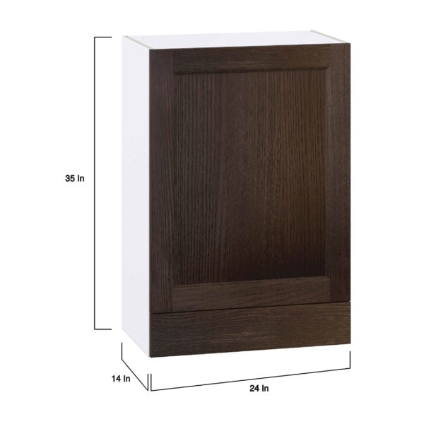 Summerina Chestnut Solid Wood Recessed Assembled Wall  Cabinet with a Door and a 5 in. Drawer (24 in. W x 35 in. H x 14 in. D)