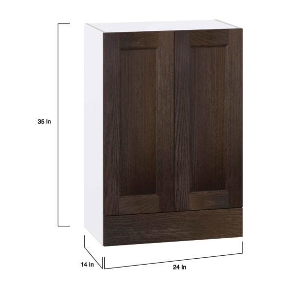 Summerina Chestnut Solid Wood Recessed Assembled Wall  Cabinet with 2 Doors and a 5 in. Drawer (24 in. W x 35 in. H x 14 in. D)