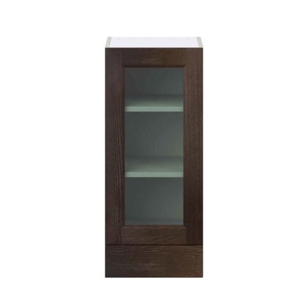 Summerina Chestnut Solid Wood Assembled Wall  Cabinet with a Glass Door and a 5 in. Drawer (15 in. W x 35 in. H x 14 in. D)