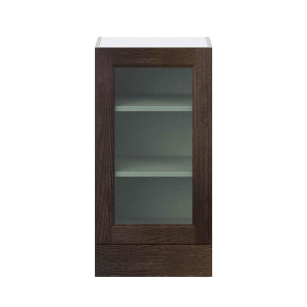 Summerina Chestnut Solid Wood Assembled Wall  Cabinet with a Glass Door and a 5 in. Drawer (18 in. W x 35 in. H x 14 in. D)