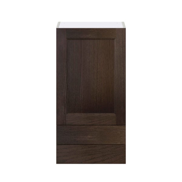 Summerina Chestnut Solid Wood Recessed Assembled Wall  Cabinet with a Door and Two 5 in. Drawers (18 in. W x 35 in. H x 14 in. D)