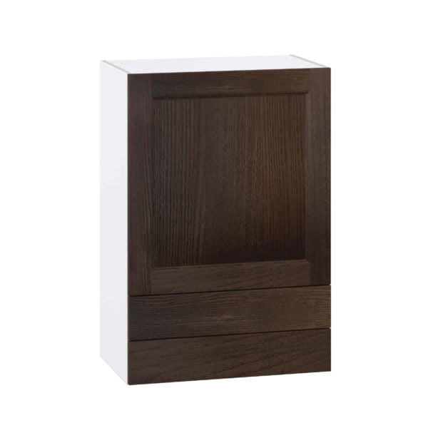 Summerina Chestnut Solid Wood Recessed Assembled Wall  Cabinet with a Door and Two 5 in. Drawers (24 in. W x 35 in. H x 14 in. D)