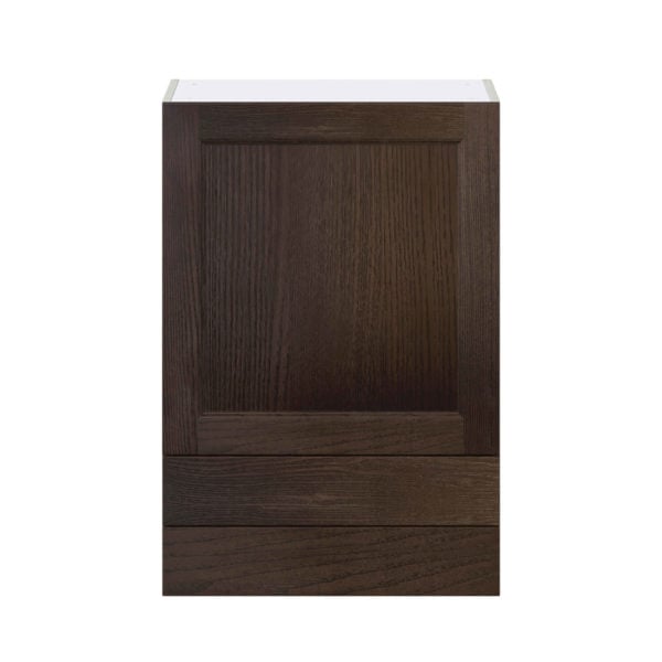 Summerina Chestnut Solid Wood Recessed Assembled Wall  Cabinet with a Door and Two 5 in. Drawers (24 in. W x 35 in. H x 14 in. D)