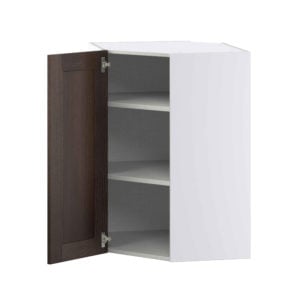 Summerina Chestnut Solid Wood Recessed Assembled Wall Diagonal Corner Cabinet with a Door (24 in. W x 35 in. H x 24 in. D)