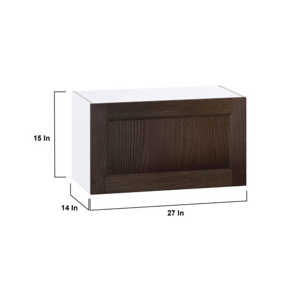 Summerina Chestnut Solid Wood Recessed Assembled Wall Bridge Cabinet with Lift Up Door (27 in. W X 15 in. H X 14 in. D)